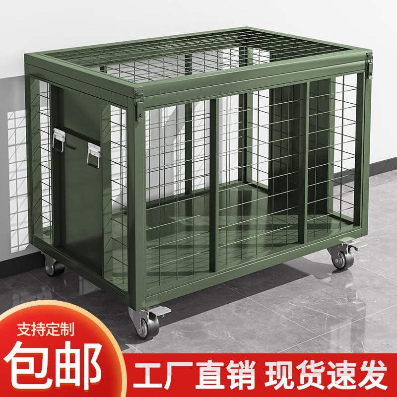 Military green mobile cage combat readiness material turnover vehicle wheeled mobile pallet thickened field picture box rotational molding box with handle 1500 deep mesh cage