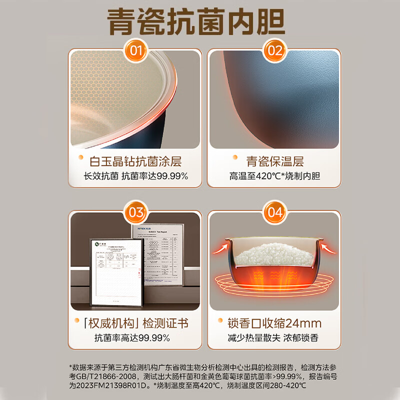 Midea rice cooker 5 liters large capacity rice cooker 5-6-8-10 people household antibacterial celadon inner pot micro-pressure firewood rice smart multi-functional all-in-one multi-purpose cooking rice porridge stew braised cake 5 liters industry hot model 5th generation celadon antibacterial inner pot 5L