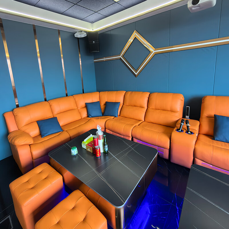Xinchu Jiye home theater sofa first layer cowhide video room KTV electric function U-shaped corner leather sofa 5.4 meters 9 seats + 2 turns + coffee table imported first layer cowhide