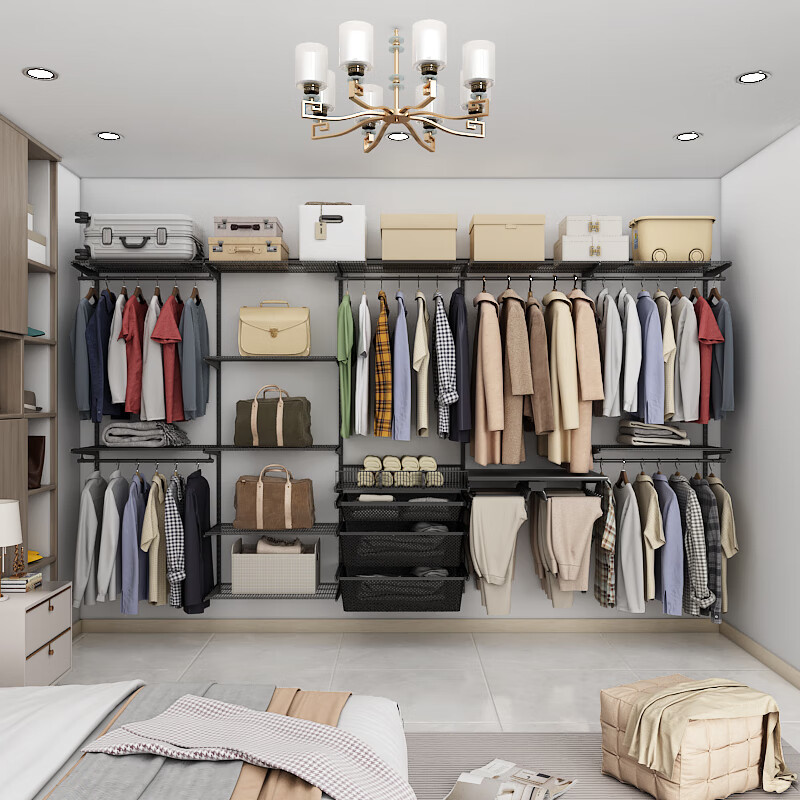 Anerya 2.5m metal wardrobe walk-in integral wardrobe home frame wardrobe storage room wall-mounted wardrobe 2.54m-1 does not include installation, can be appointed by a master