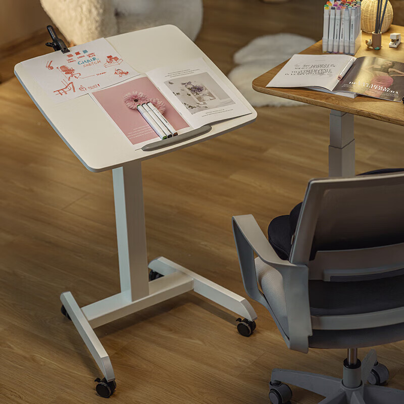 Brateck North Arc Bedside Table Pneumatic Lift Table Mobile Computer Table Desk Sofa Coffee Table Side Table Storage Rack K141 Upgraded Model丨Adjustable Table Board丨K151 White