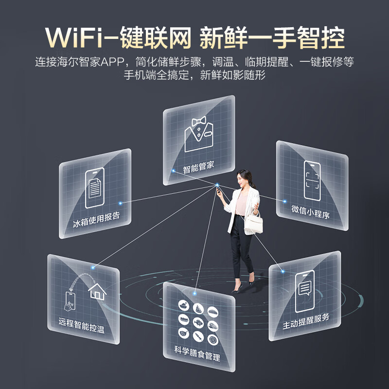 Haier refrigerator cross-door four-door 659 upgraded first-class energy efficiency dual-frequency air-cooled frost-free large-capacity household energy-saving refrigerator Boka Gray 25-year-old new product oxygen-blocking dry and wet storage + EPP ultra-clean system + WIFI intelligent control