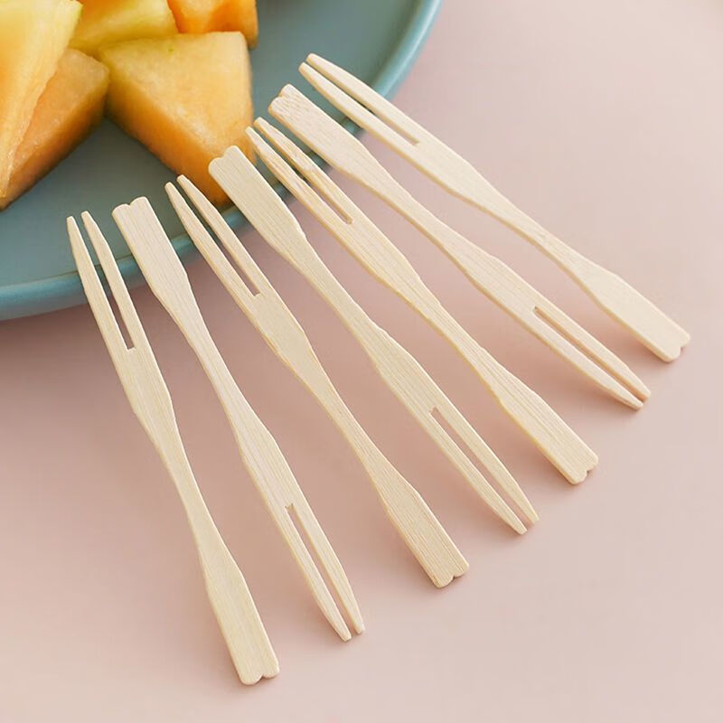 Kaximu disposable fruit forks, fruit picks, cake forks, snacks, desserts, children's household picks, bamboo fruit forks, boxed, bamboo made, 100 pieces