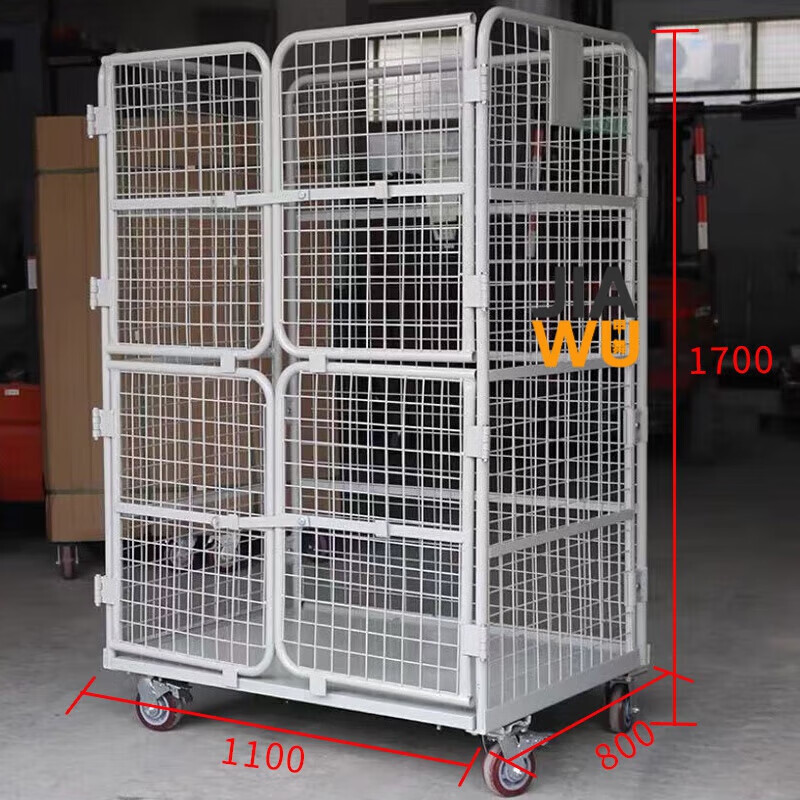 Jingxinda movable logistics trolley, folding logistics trolley, warehouse sorting truck, express cage truck, linen truck, e-commerce truck, 1100*800*1700 four small door encryption