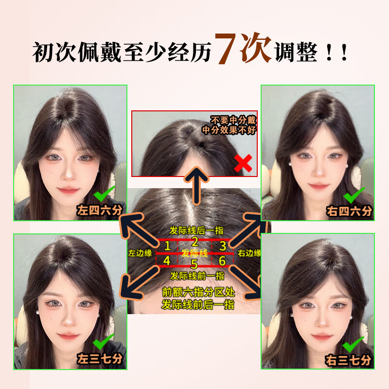 Gemeng high-ceiling wig for women, replacement hair, fluffy hair volume, comparable to real hair, white covering, thin French bangs wig