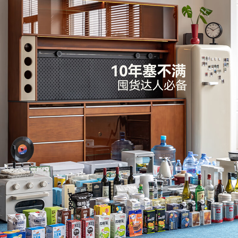 MUU retro solid wood French sideboard slate wall integrated storage cabinet living room storage cabinet medieval coffee cabinet Mies high sideboard 1.5M whole cabinet