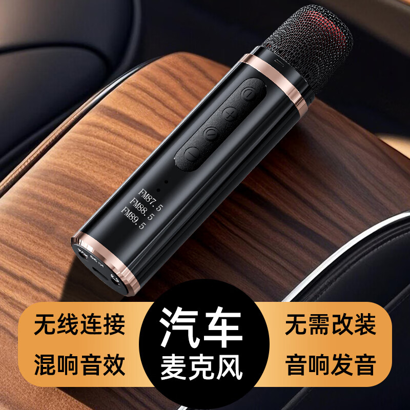 TINGSHENGZHE mobile phone karaoke microphone supports FM Bluetooth connection car wireless car mobile KTV singing microphone black-car microphone