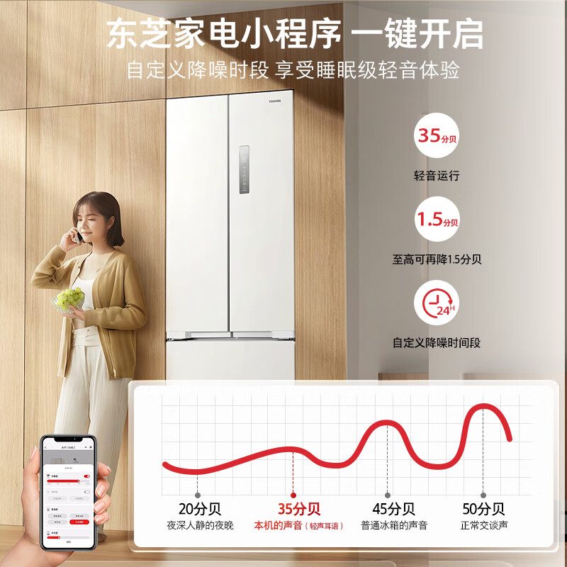 Toshiba (TOSHIBA) 400L small French multi-door 420 refrigerator ultra-thin embedded household inverter rental room energy-saving refrigeration frozen fresh-keeping GR-RF420WI-PM171 national subsidy