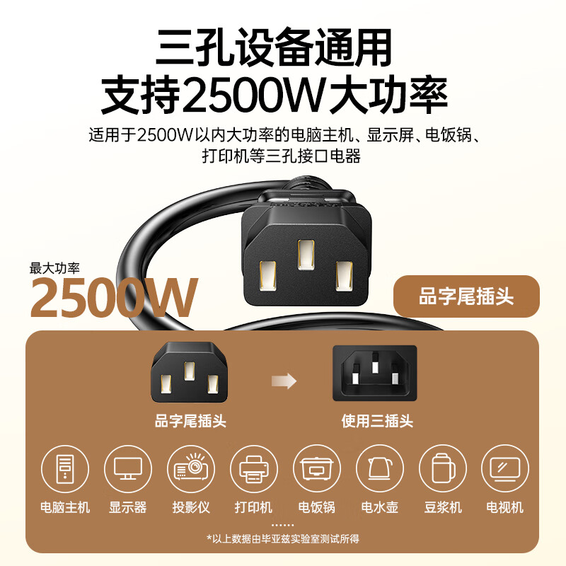 Biaz 3C power cord 1 meter computer host national standard three-hole power connection cable suitable for desktop computer host box rice cooker electric kettle projector DY01
