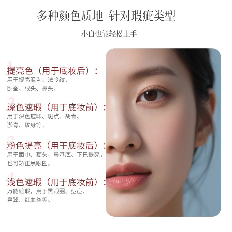 Wentang wt four-color concealer palette concealer to cover spots, facial acne marks, tear troughs, dark circles, unisex, two-pan set