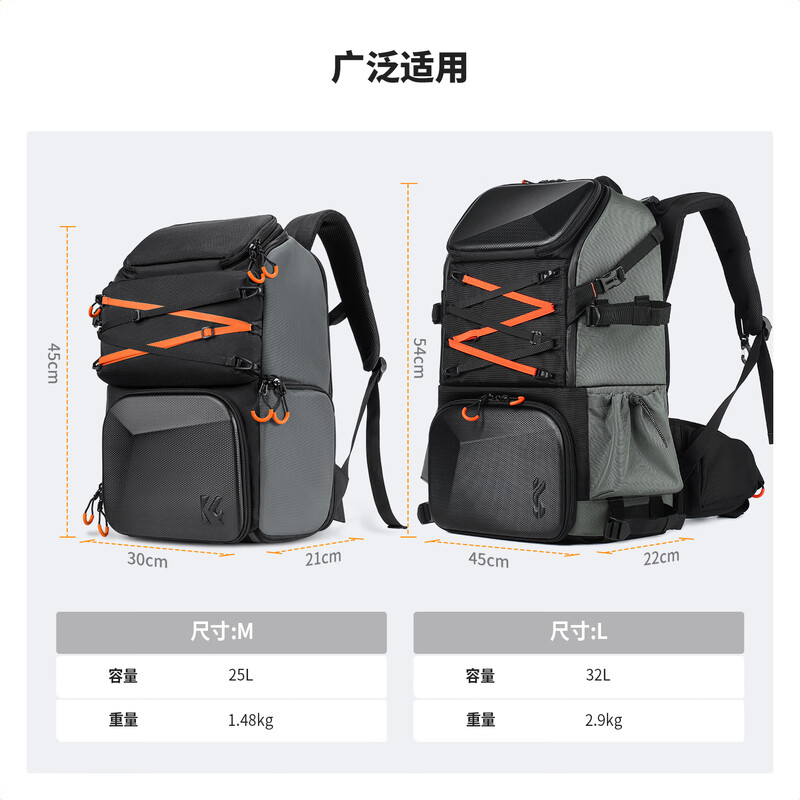 Zhuoer 25L capacity camera bag, large capacity mirrorless backpack, waterproof, professional backpack protection system, outdoor mountaineering men's and women's SLR camera bag, classic gray, post orders with courtesy丨December shopping spree, new flagship