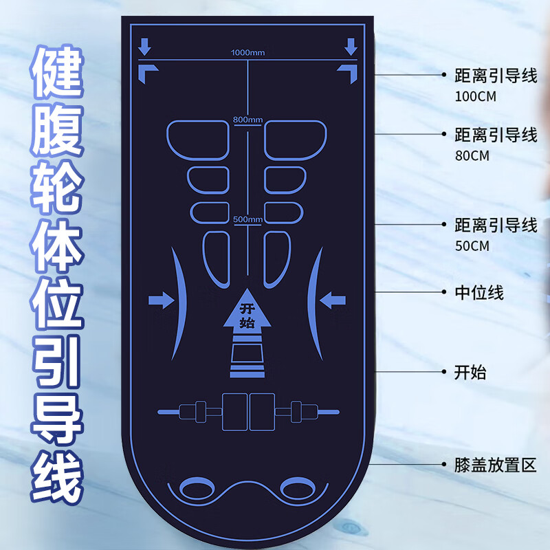 Yunran (YUNRAN) Abdominal wheel special pad, abdominal muscle wheel mat, men's fitness kneeling pad, sports abdominal wheel, four-wheel rebound yoga mat, upgraded rubber model for fitness, high-density silicone anti-slip contact/scientific guide body