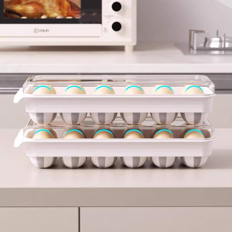 Axco egg storage box side door storage and organization refrigerator special food-grade rolling device for rolling eggs artifact fresh-keeping rack holder cream yellow-1 pack can hold 12 eggs