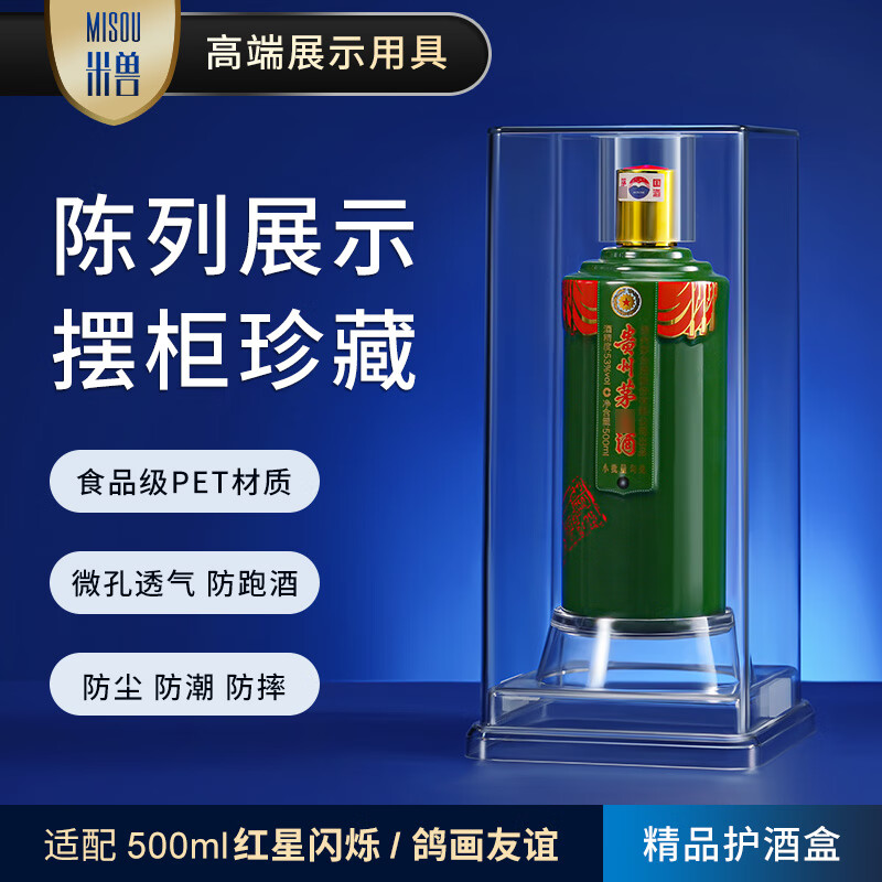Mi Beast is suitable for Moutai wine protective cover with red star flashing, special sealed collection, anti-leak wine display box, sealed liquor and dustproof, suitable for red star flashing 500ml (exclusively for wine bottles)