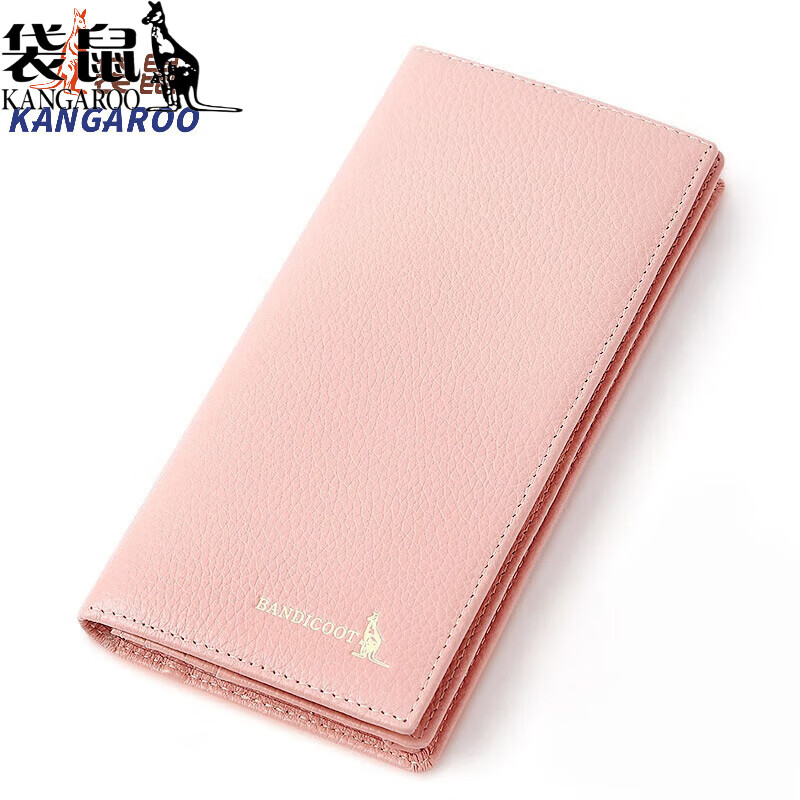 Kangaroo (KANGAROO) carefully selected quality wallet women's long genuine leather 2024 new student wallet small clear Korean head red (thick version)