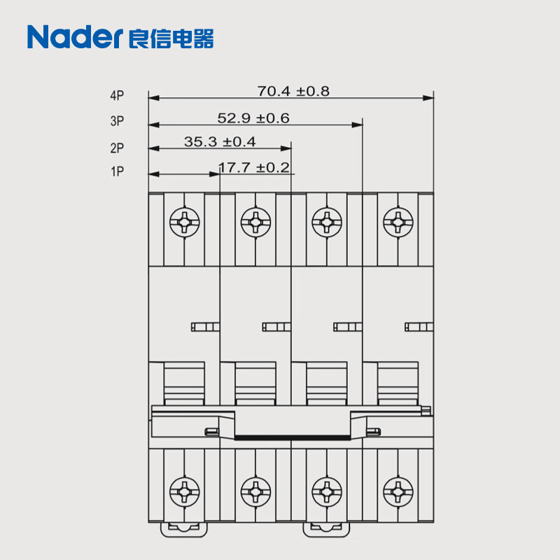 Liangxin NDB263C 4P Shanghai Nader circuit breaker air switch C type 4P small breaker 63A