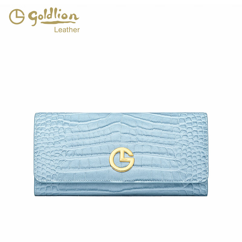 Goldlion women's bag 2025 hot fashion crocodile pattern wallet long women's handbag simple temperament women's wallet black