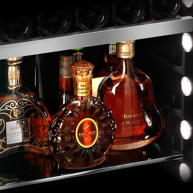 PULADI Arc Intelligent Frequency Conversion Double Door Double Temperature Red Wine Cabinet Constant Temperature Home Living Room Refrigerator Office Tea Retro Villa President Embedded Commercial Display Fresh Cabinet WIFI Retro Integrated Double Door Ice Bar + Wine Cabinet/Black Mirror 490L