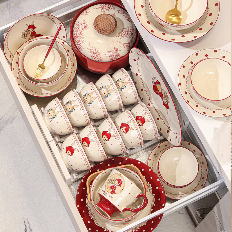 Qianzao bowls, plates, and tableware for home use as wedding gifts, good-looking housewarming dishes, tableware, soup bowl gift box, 18 pieces for 4 people, 18-piece set, free shipping insurance for damaged items