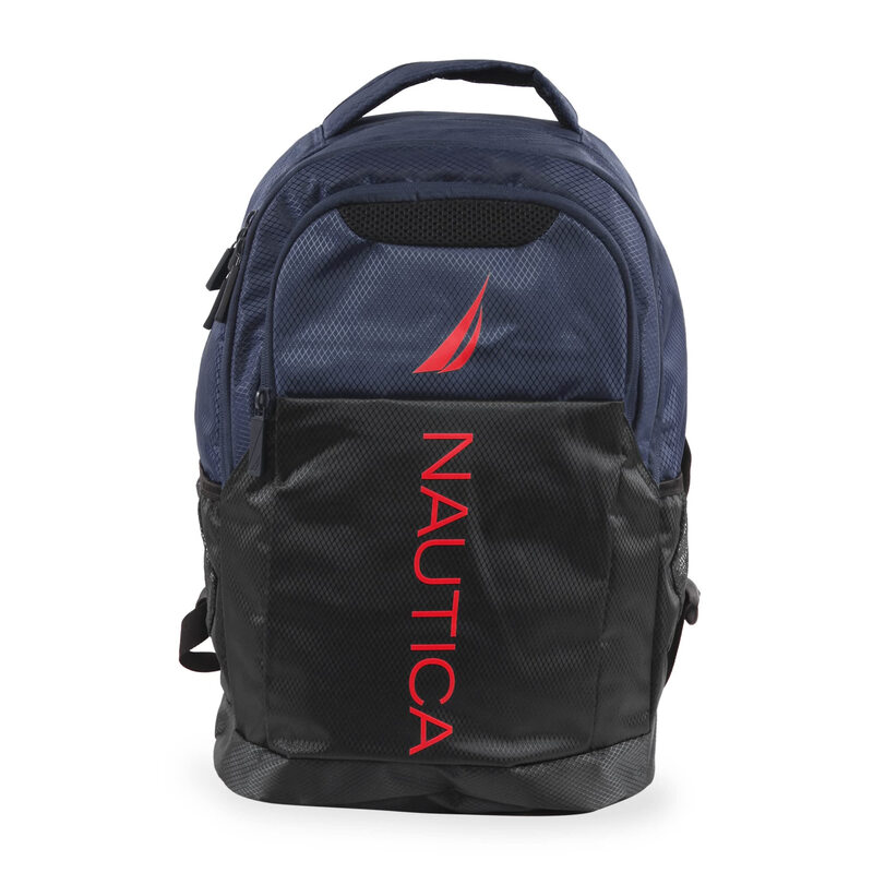 NAUTICA Multifunctional Laptop Backpack Waterproof Polyester Fiber Adjustable Shoulder Strap Navy Blue Black 18 inches