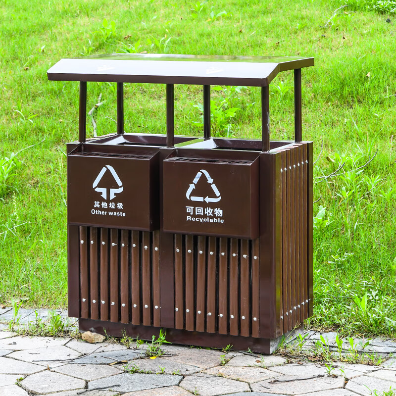 Outdoor trash can large sanitation peel box outdoor residential area scenic park stainless steel custom classified trash bin Beijing bucket