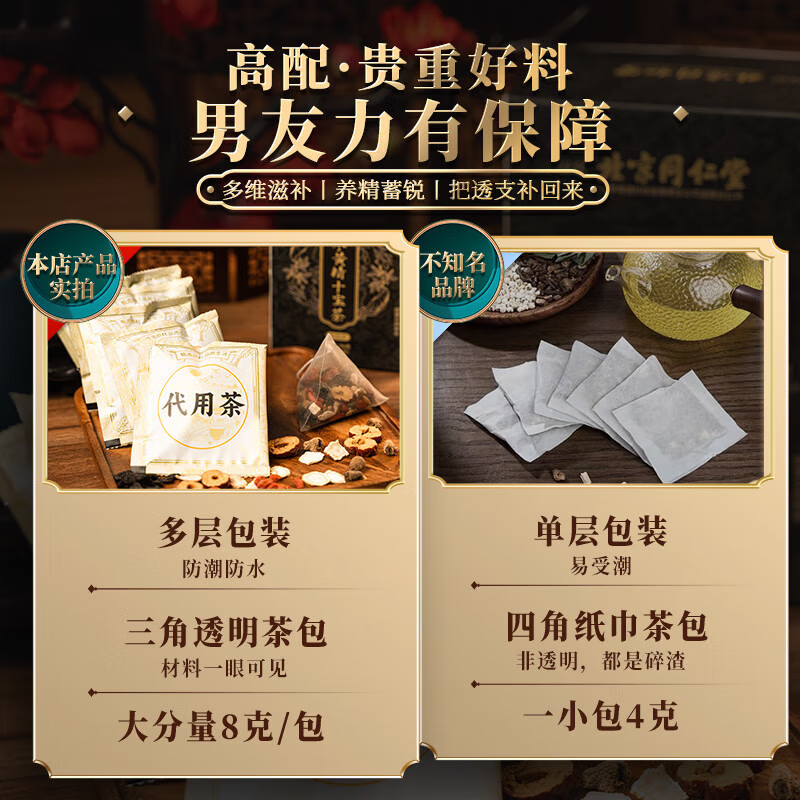 Ginseng, Wolfberry, Ten Treasures Tea, Nourishing Kidneys, Strengthening Yang, Healthy Tea, Eight Men's Maca, Mulberries, Impotence and Premature Ejaculation due to Too Many Planes, Basic Conditioning, Rekindling Vitality - 1 Box