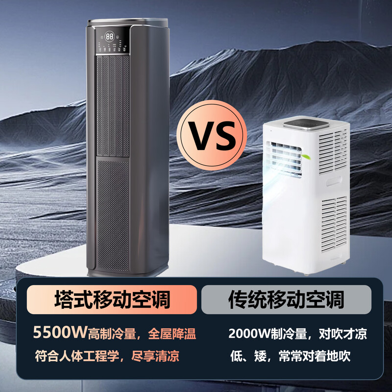 Xianke tower type mobile air conditioner all-in-one unit single cooling and heating movable installation-free outdoor machine-free drainage vertical inverter kitchen rental room bedroom compressor refrigeration small air conditioner large 3 HP cooling and heating model movable installation-free + whole house cooling