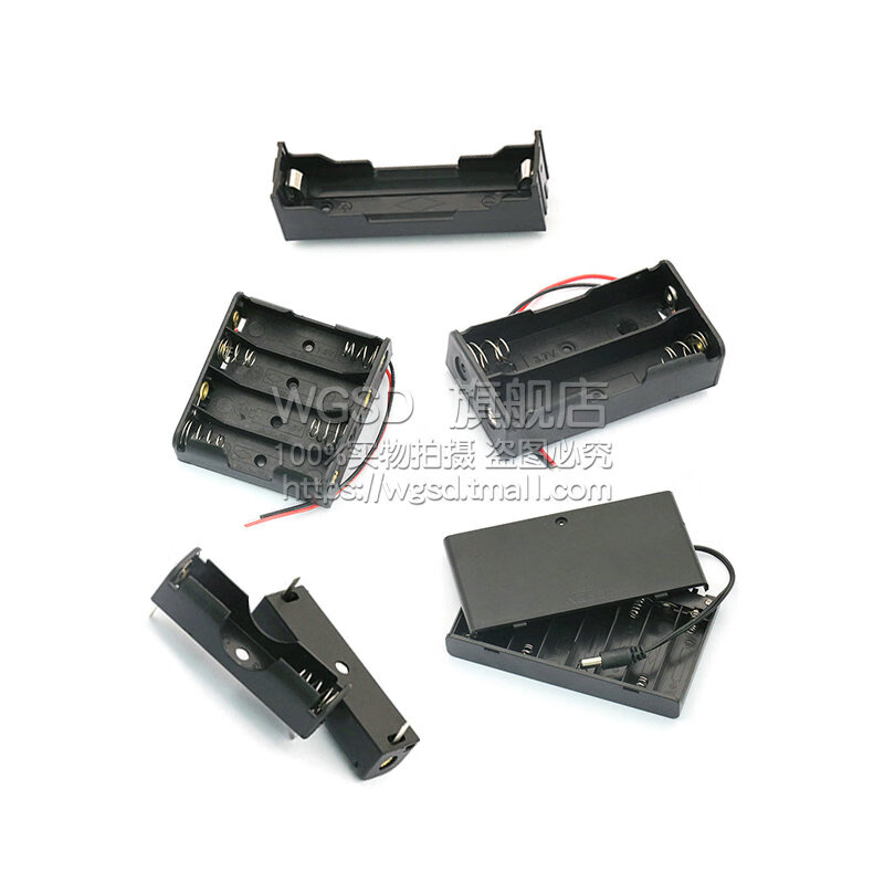 Dafurui battery box No. 5 No. 7 18650 lithium battery holder with cover, no welding required for series charging 2 cells 4/8 cells 9V12V battery box 1 cell 18650 with cable (2 pcs)