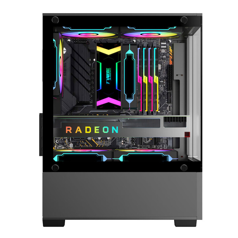 Jiuweihu sea view room column-free MINI computer case desktop double-sided glass side see-through/support MATX motherboard/120 water cooling T09 column-free MINI sea view room white + 5 white light fans