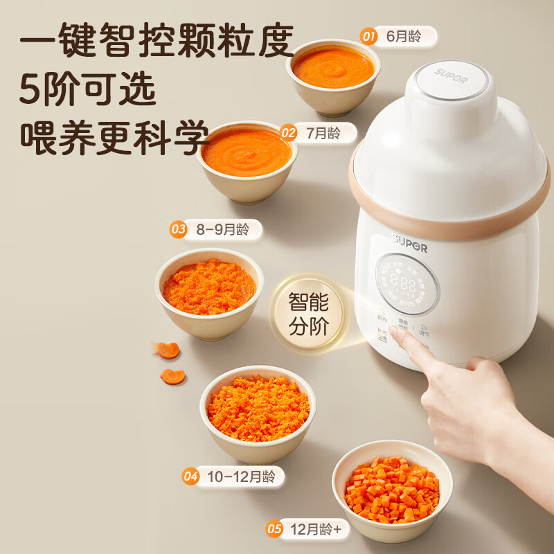 SUPOR baby food supplement machine, baby rice cereal food supplement cooking machine, steaming and stirring pot, single cup, 6-leaf all-steel knife FB18