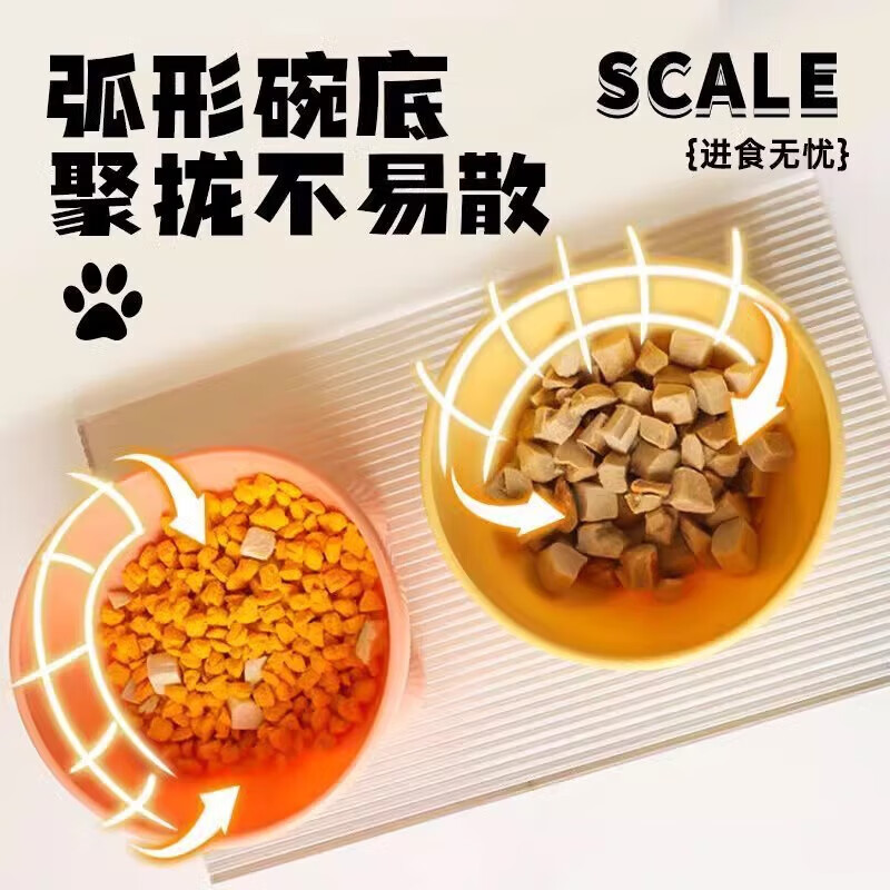 New pet bowl, macaron, ivory leg, neck guard, high foot, slant mouth, drinking water feeding bowl, dog bowl, food bowl, 1 random color (special price)