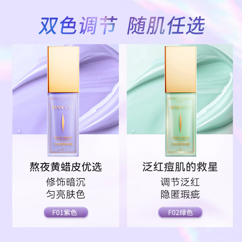 Hanhou Moisturizing and Repairing Isolation Cream Modify Skin Color Primer Hydrating Moisturizing Concealer Cream Isolation Gift Purple 20g + Overnight Mask