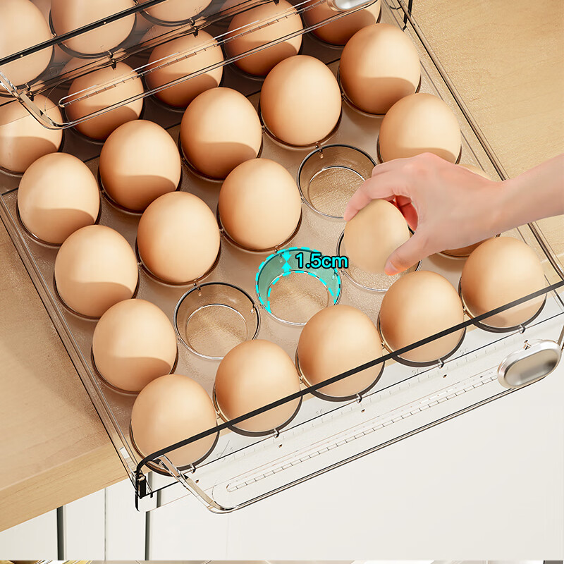 WCZ German egg storage box drawer-type refrigerator special household food-grade sealed fresh-keeping egg rack kitchen double-layer large 40 grid transparent color