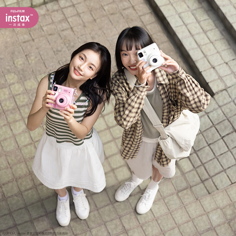 Fuji (FUJIFILM) Polaroid instax mini SE male and female students' one-shot point-and-shoot camera mini 7+/7s/7c upgraded version package includes photo paper, white, cloud time set, official standard accessory box including crystal shell photo album shoulder strap
