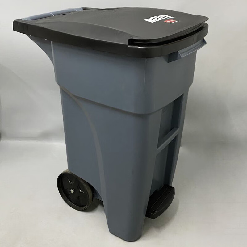 Rubbermaid Business Supplies Outdoor Pushable Pedal Trash Can with Lid and Wheels 120L 1971944 Gray Outdoor Garbage Recycling Garbage Classification Property Outdoor Trash Can Q