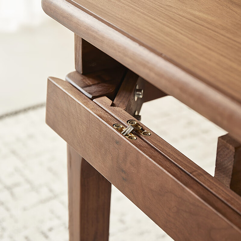 Faner solid wood round table dining table North American black walnut retractable folding dining table Nordic style log dining table deliberate round table 1.35m North American black walnut