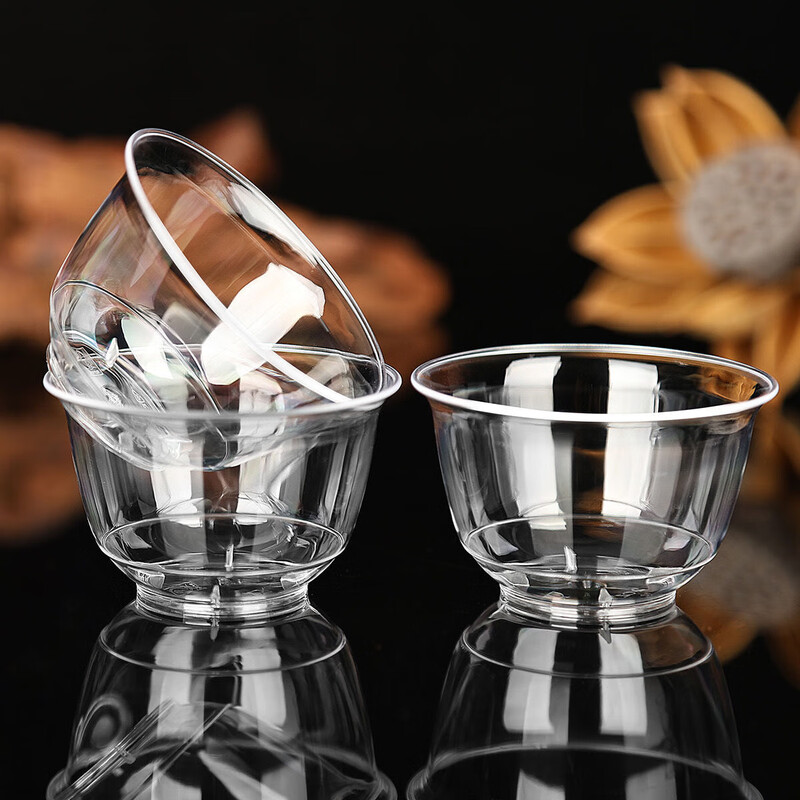 Disposable tea cup, thickened heat-resistant Kung Fu tea cup, high-end transparent crystal cup, office reception cup, tea cup, 50 pieces (60ml)