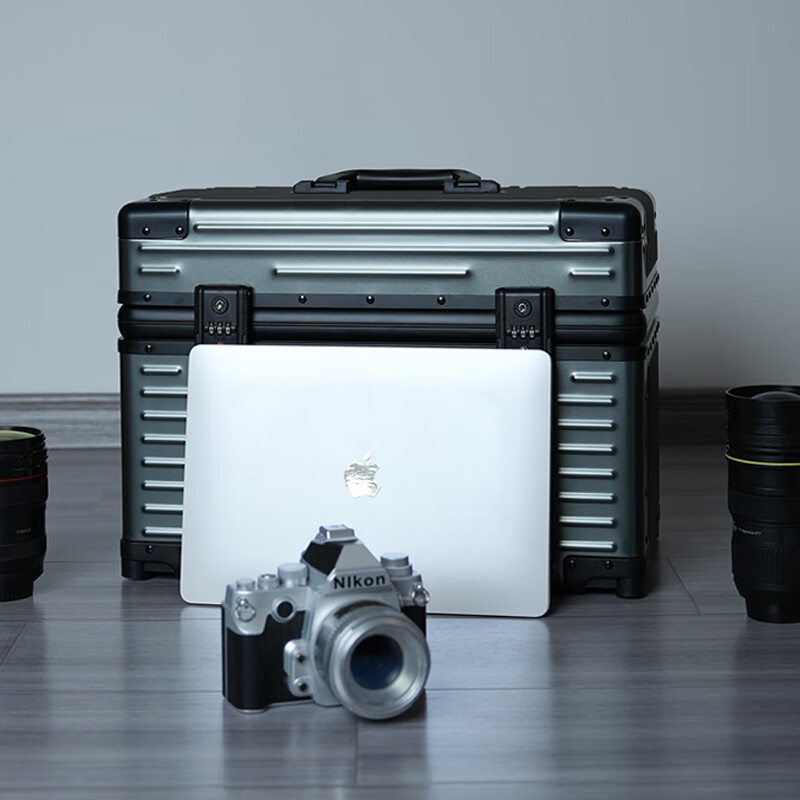 Yuemeng All Aluminum Magnesium Alloy Photography Case Luggage Camera Trolley Case Photography Equipment Case Metal Shockproof Instrument Toolbox Jazz Black (Seventh Generation Upgraded Wheels + Photography Liner) 25 inches Only available for domestic boarding