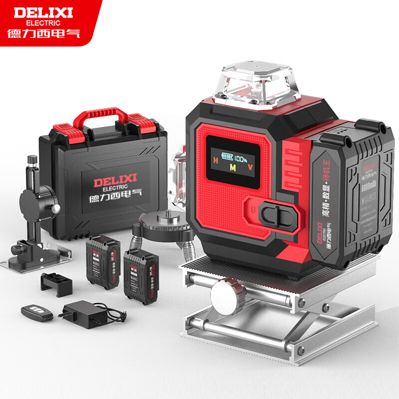 Delixi Electric 12-wire high-precision strong light thin-wire infrared level meter automatic leveling water meter outdoor green light laser wall-mounted/digital display green light 12-wire giant dual electric