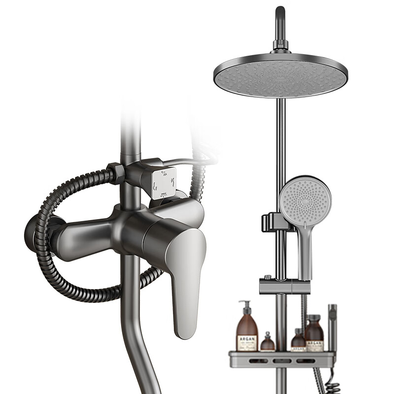 Breda shower head set home bathroom shower shower faucet three-piece set pressurized shower head bather black four-stop water outlet explosion-proof and leak-proof