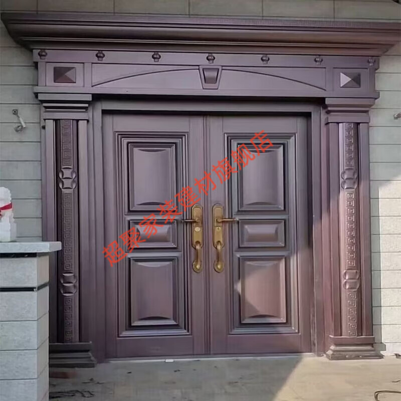 Meikejie villa door rural double door zinc alloy self-built house entrance door four-open double door luxury imitation copper door style one