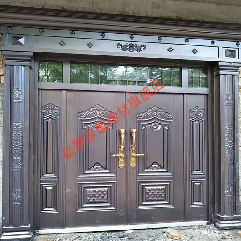 Meikejie villa door rural double door zinc alloy self-built house entrance door four-open double door luxury imitation copper door style one