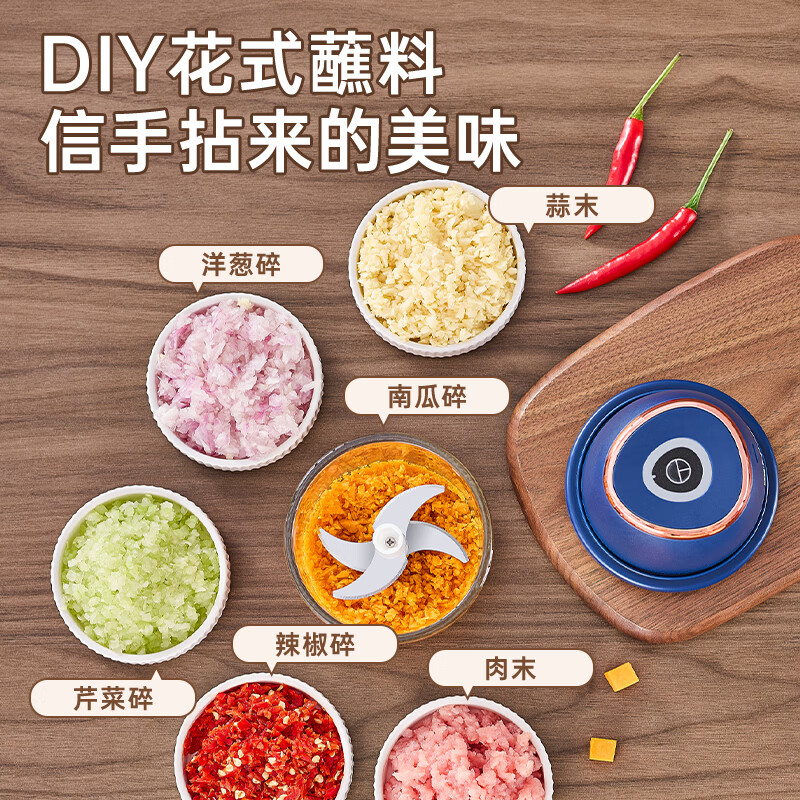 Royalstar Meat Grinder Small Garlic Pounder Electric Garlic Beater Household Garlic Cutter Vegetable Cutter Garlic God Food Supplement Basic Model-300ml 60% User Preferred