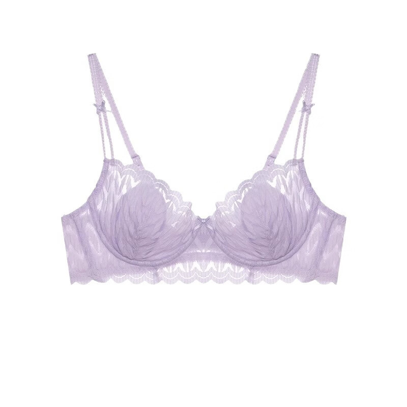 Adore Autumn and Summer Round Breasts Big Breasts Push Up to Show Small Breasts Underwear Women's Thin Anti-sagging Wired Pure Lust Style Underwear Bra Set Light Apricot White-Underwear 75D