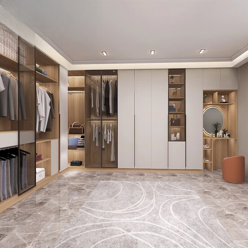 Hualeji Whole House Customized Wardrobe Simple Modern Walk-in Cloakroom Bedroom Wardrobe Solid Wood Furniture Factory Customized Assembly 1 Square Meter Daya/Lushuihe Solid Wood Particle Board ENF Grade