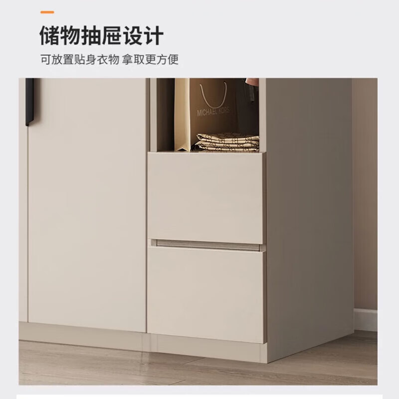 Qiaolop solid wood wardrobe bedroom home simple modern minimalist simple cabinet rental light luxury storage large wardrobe 220*60*200 glass mixed side cabinet six door khaki door installation