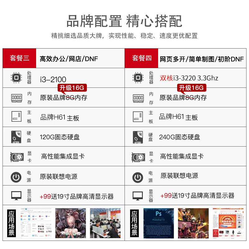 Lenovo computer i3i5i7 live office online class learning studio game dnf brick desktop single host 90% new 6 I5-3470/16G/240G solid state/1G independent display