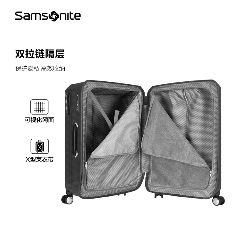 Samsonite high-value suitcase, sturdy, durable, large-capacity, fashionable suitcase, trolley suitcase, suitcase DX4, dark gray 20 inches