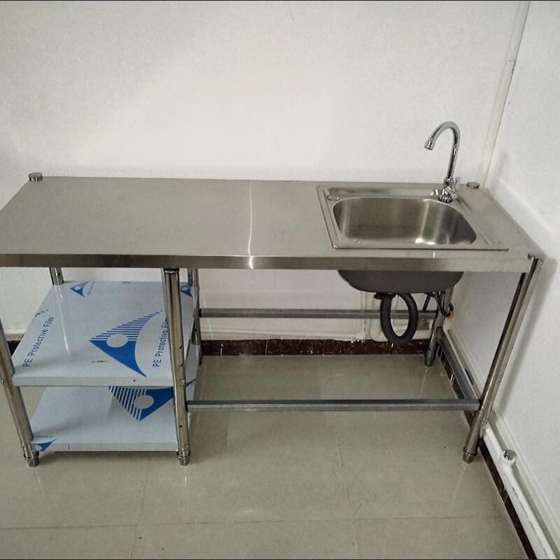Ye Yu Kitchen Stainless Steel Sink Rack Rental Kitchen Stove Washing Bowl Pool Gas Stove Gas Tank Rack Three-story Height 80 There is a set of sinks Left pool Thickened Width 50 Length 150 Main picture size