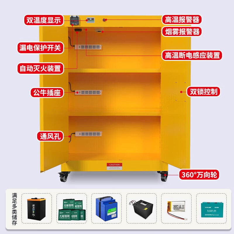 Lithium battery electric vehicle charging safety cabinet high temperature intelligent power-off smoke alarm industrial explosion-proof box home charging LH-SJ04 battery charging storage cabinet